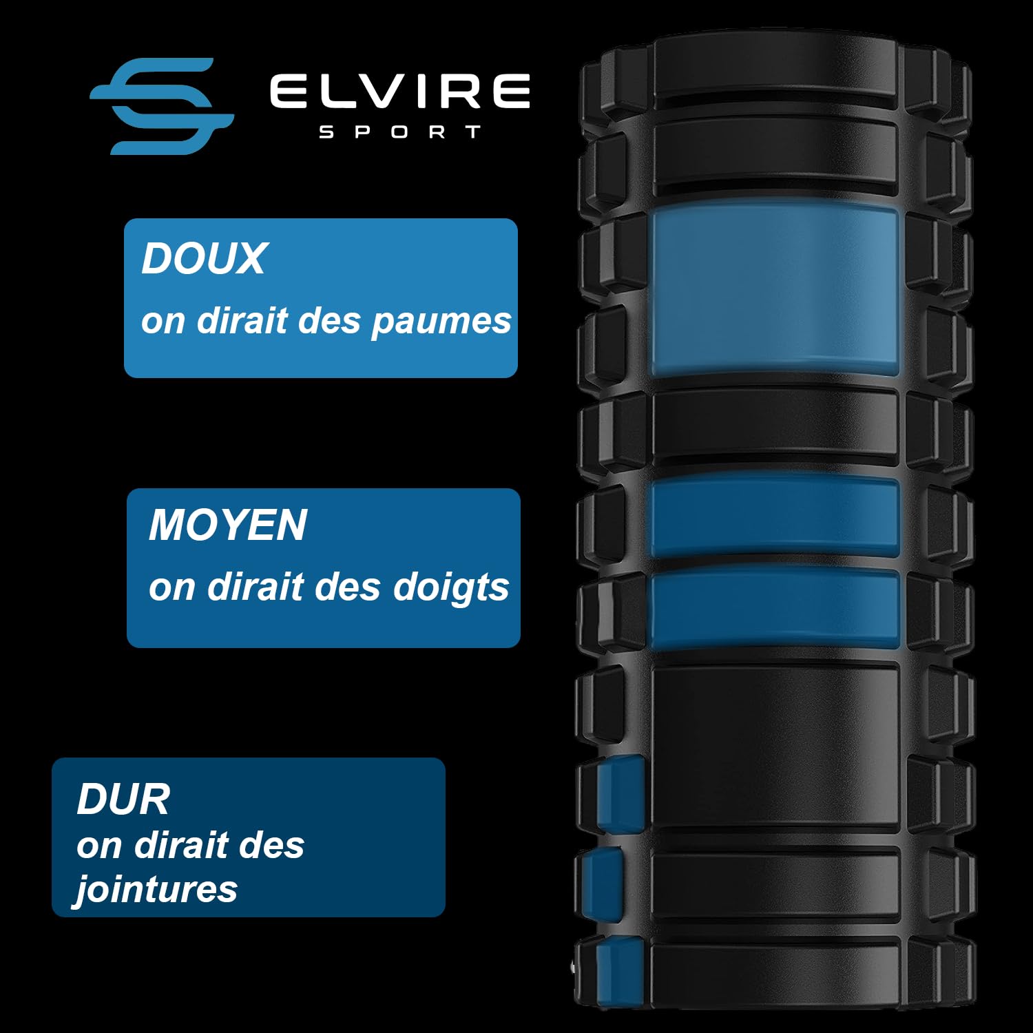 Elvire Sport Rouleau de Massage Musculaire, Foam Roller Balle Massage, Doux et Trigger Point, Soulage: Dos, Jambes, Fasciite Plantaire, Cou, Pieds