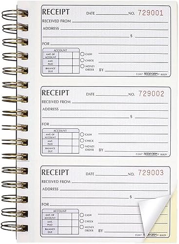 Miniatura 3 de Rediform Libro de recibos de dinero estándar dorado, 2.75 x 5 pulgadas, 225 duplicados numerados (8L829)