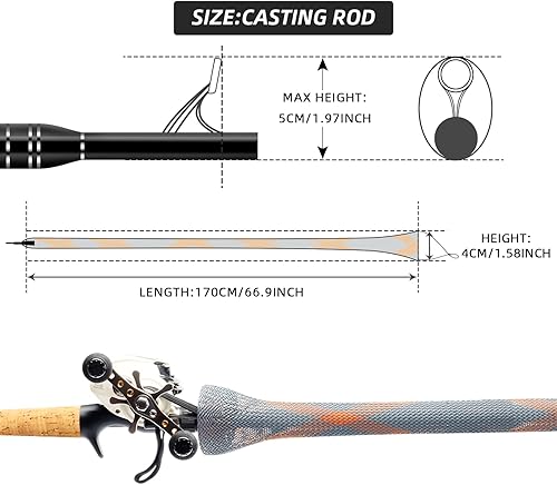 Miniatura 51 de SF Funda para caña de pescar, funda de caña de pescar, cubierta de caña de pescar, protector de caña de malla trenzada, guantes de caña de pescar