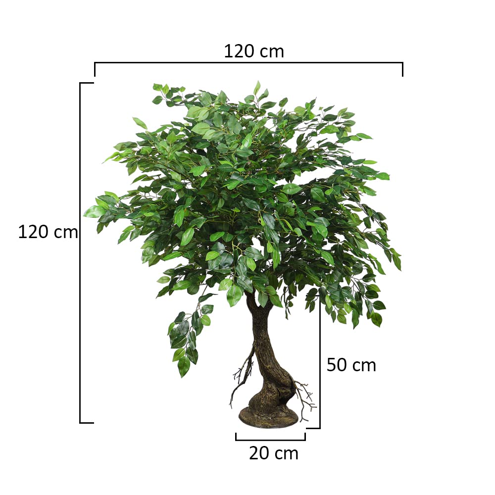 Yatai Decor Nearly Natural Artificial Ficus Tree, 1.2 Meters Tall, Plastic Pot with Moss Grass Arrangement, For Home Indoor Outdoor Decoration - Garden Plants - Office Plants 2