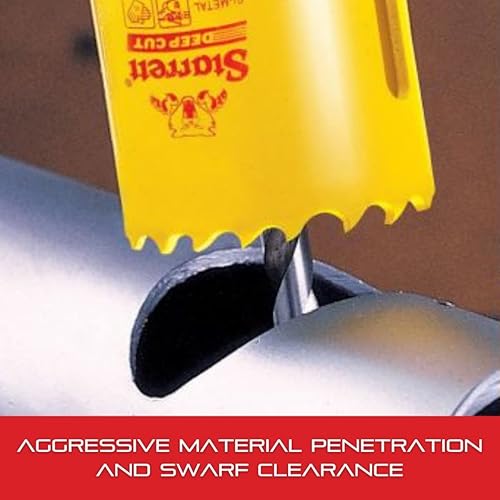 Miniatura 6 de Starrett ADCH0338 - Sierra de corte profundo bimetálica con eje y dientes HSS resistentes a la abrasión, ideal para cortar metal, acero y madera,