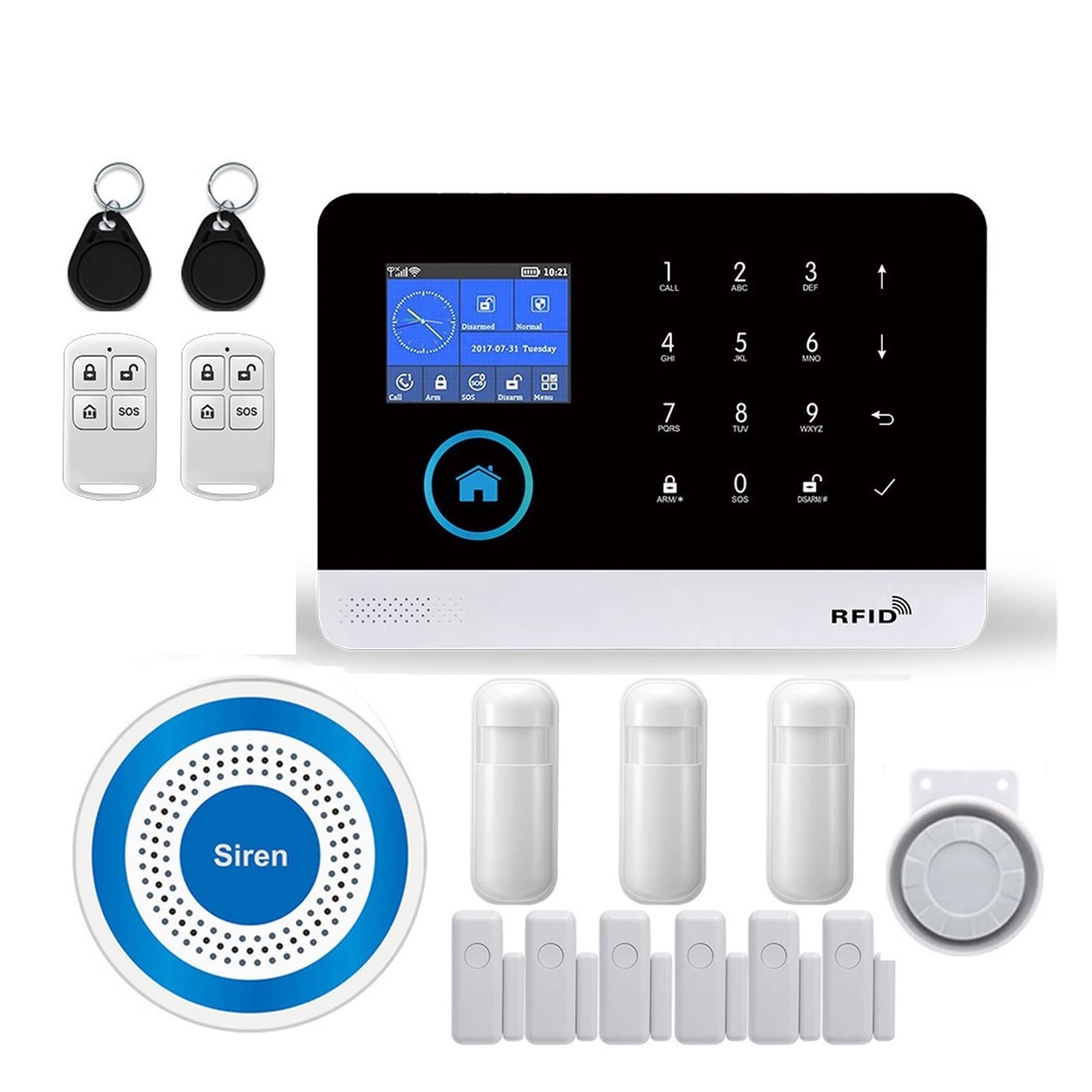 Kit Alarma Casa, Wifi 4g Sistema de alarma de seguridad en el hogar con sensor de movimiento de mascotas Siren estroboscópica de estrobos Tuya Vida inteligente Aplicación(K)