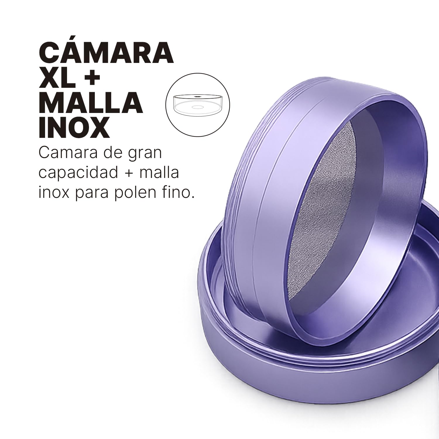 Grinder profesional Crush Core PRO 2.0 - Nuevo triturado 2.0 | 100% Aluminio aeronáutico | 63 mm de diámetro de 4 piezas | imanes N52, gran capacidad | Molinillo de Hierbas y especias. (Purpura)