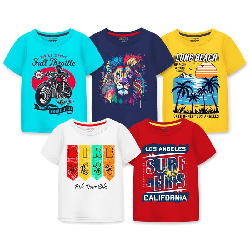 Image of Trampoline Boys Half Sleeves Regular Fit T-Shirt Pack of 5
