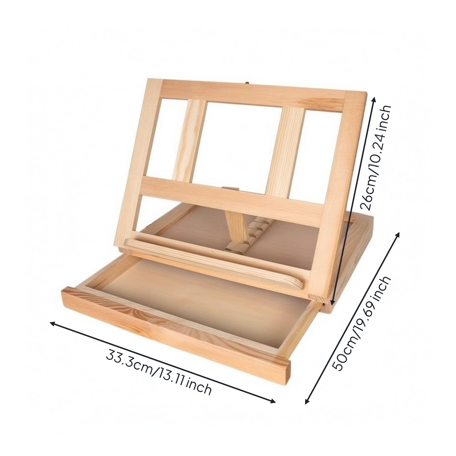 Scatola Cavalletto in Legno Compatto, Cassetta Da Pittura Portatile In Legno Massello, Modello Aperto, Con Cavalletto Da Tavolo E Cassetto Circa 33,3 × 27,7 × 26 Cm