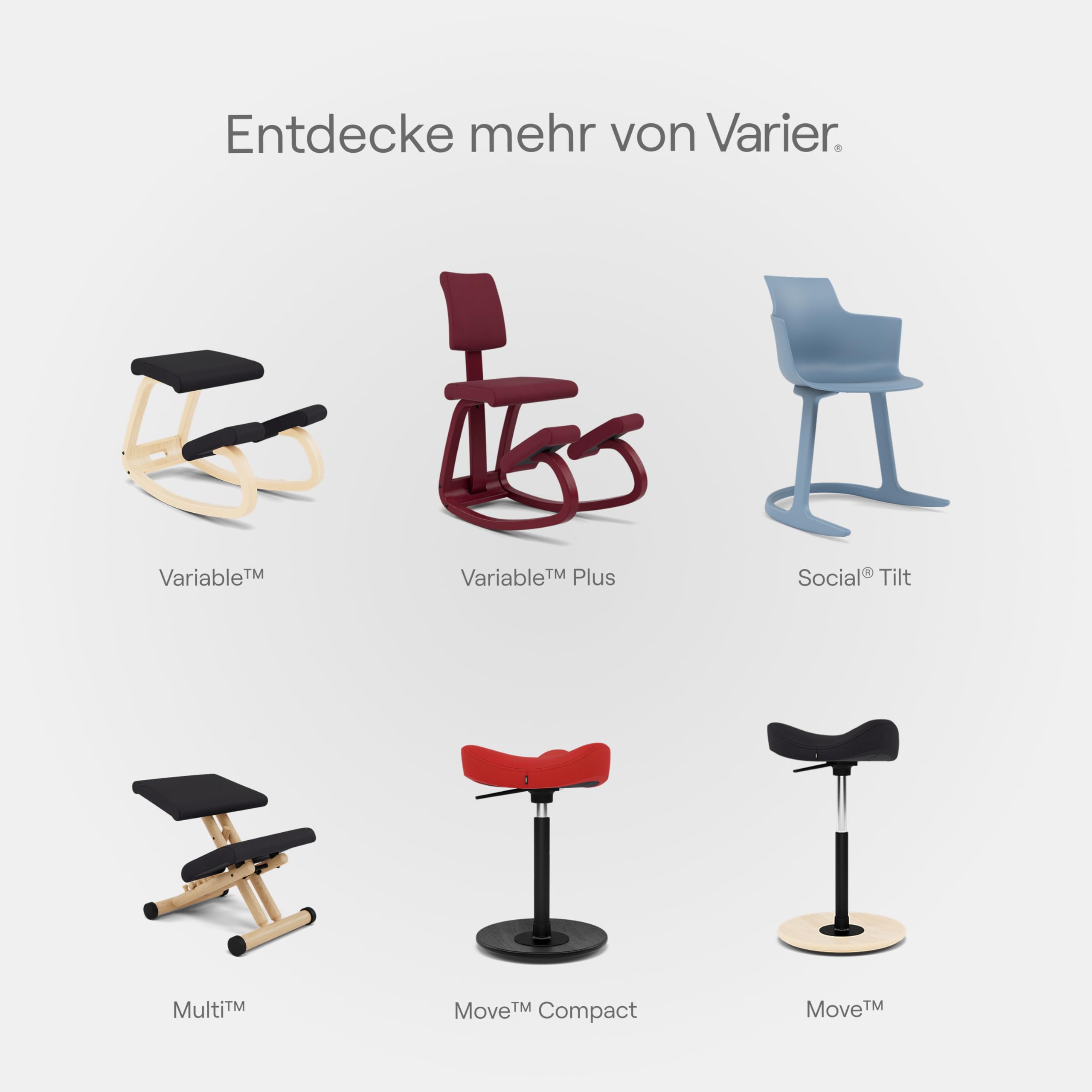 Varier Multi Klappbarer Ergonomischer Kniestuhl, platzsparender Hocker