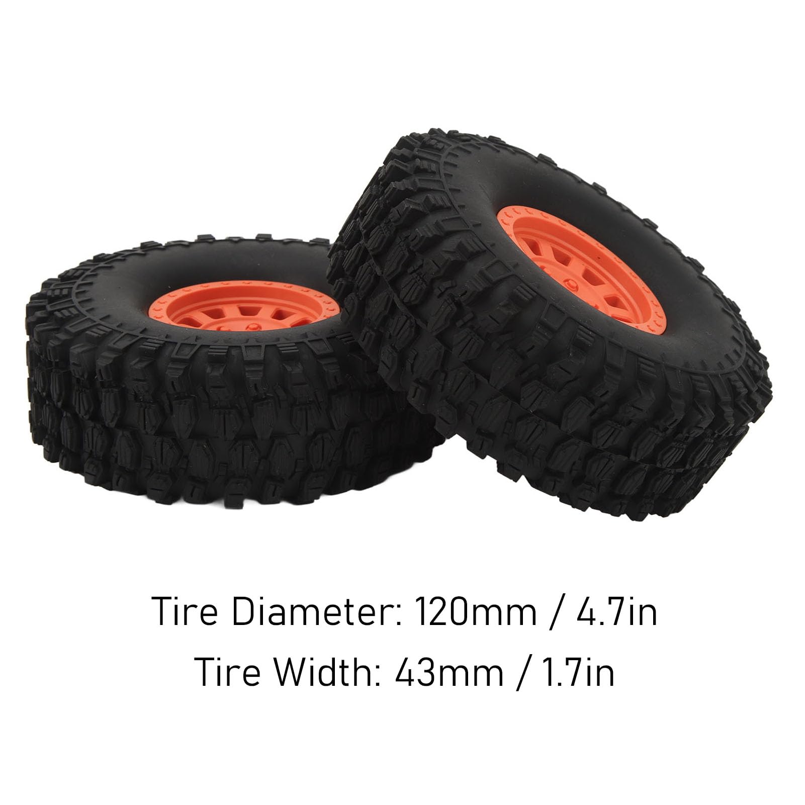 4 Pezzi RC Ruota per Pneumatici per Auto 120 Mm 1,9 Pollici in Gomma con Ruota in Nylon a 10 Razze Ricambi Auto RC per SCX10 90046 (Arancia