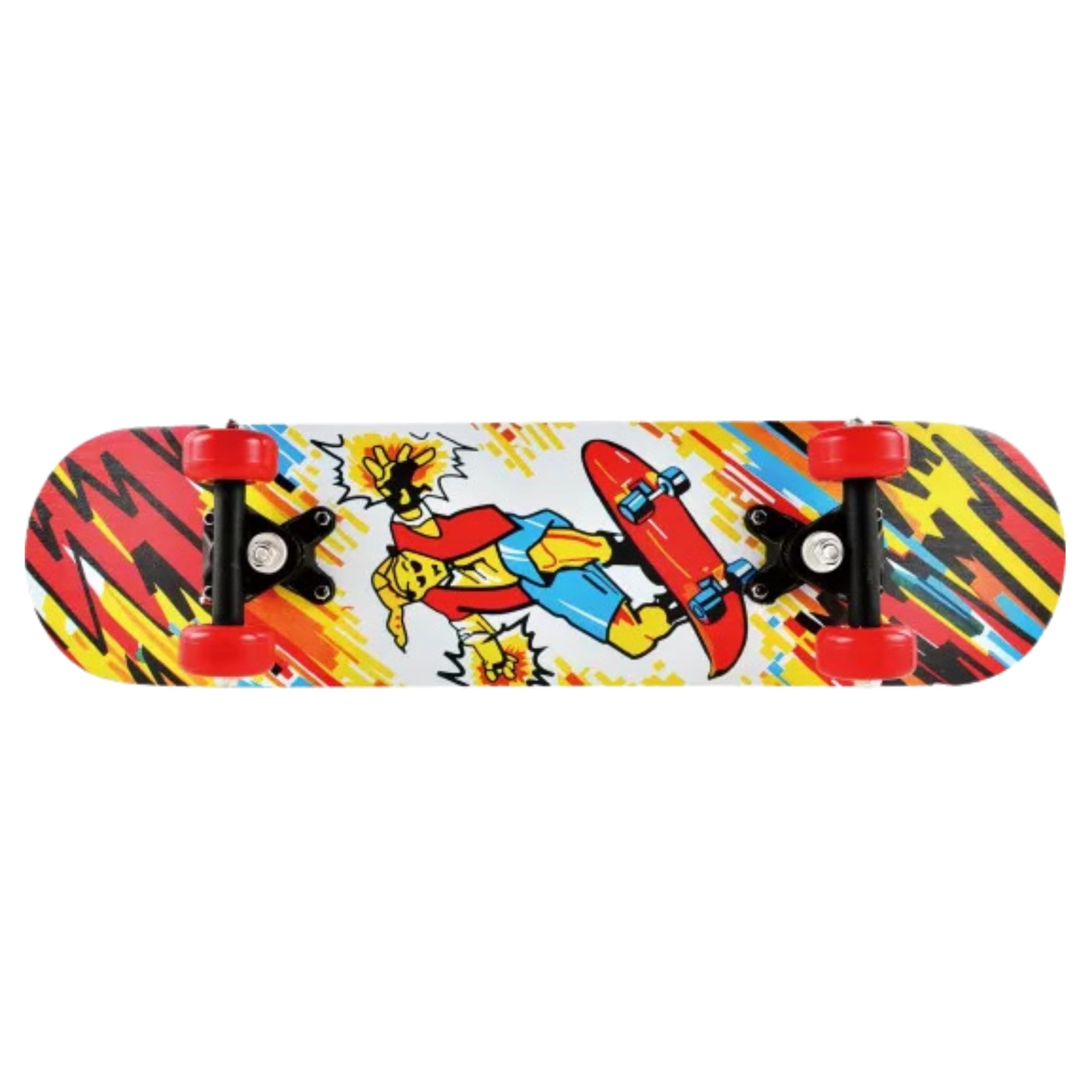 Mini Skateboard, 17 x 5 Inch Double Kick Skateboard for Beginners with Maple Deck, Boys & Girls, Multiple Designs (S12_Power Rider)