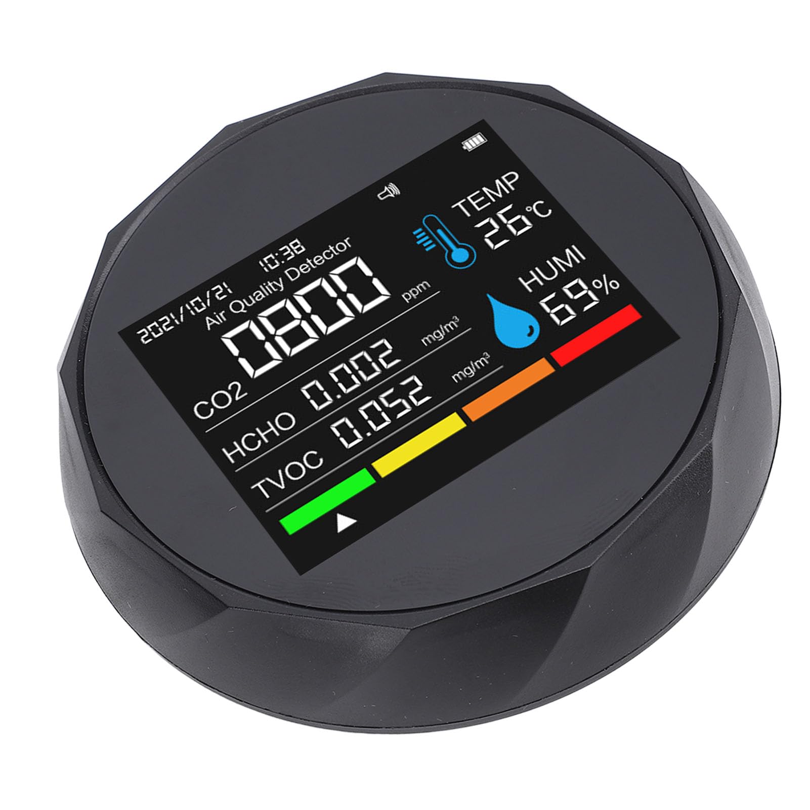 5 in 1 Indoor Air Quality Detector Bluetooth APP Accurate Sensor Magnetic Wall Mount Portable Air Quality Tester HCHO PM2.5 Temperature Humidity for Home Office