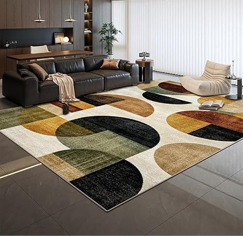 Tapis carré 160 x 160 cm, Lavable, antidérapant, épais, pour entrée, Grenier, Balcon, décoration d'intérieur, géométrique, Minimaliste, Vert, Beige, 160 x 160 cm