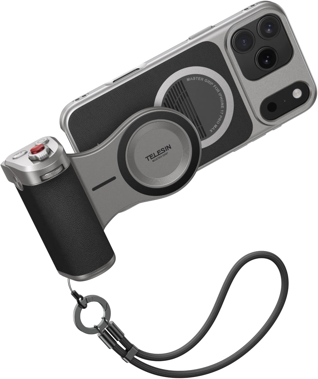 - 【for iPhone 17 Pro Max Only】 TELESIN Magnetic Master Grip Kit, Phone Camera Grip Kit Built-in 3200mAh Battery - Wireless Charging - Graphene Case for iPhone Cooling - DSLR Style Grip Handle Holder