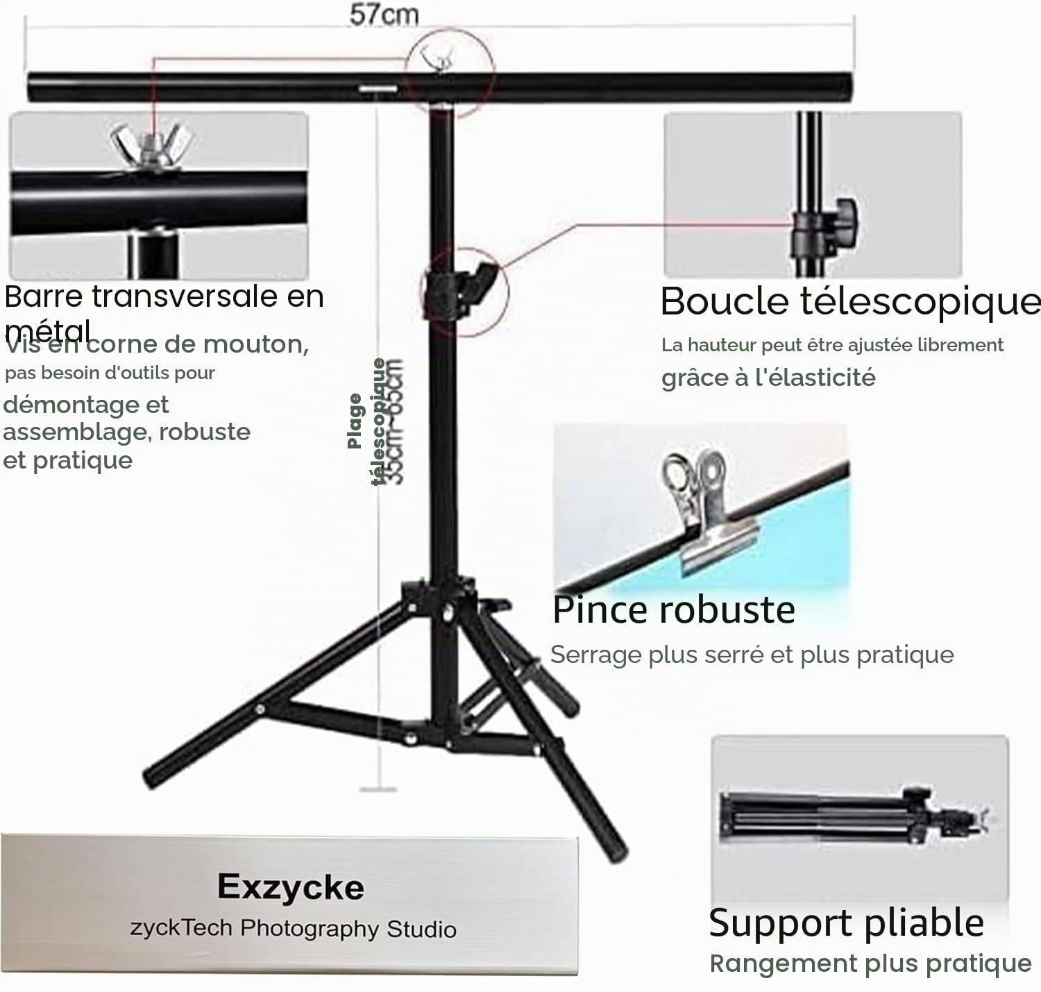 Lot de 8 Toiles de Fond pour Photographie avec Support, 16 Motifs, 86,4 x 58,4 cm, Double Face