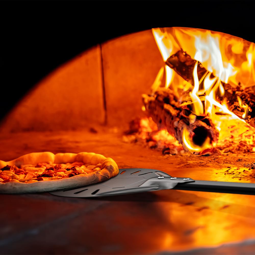 7 cali obrotowa łopata do pizzy z twardego anodowanego aluminium z antypoślizgowym uchwytem odpornym na ciepło, wiosło do pizzy do domu
