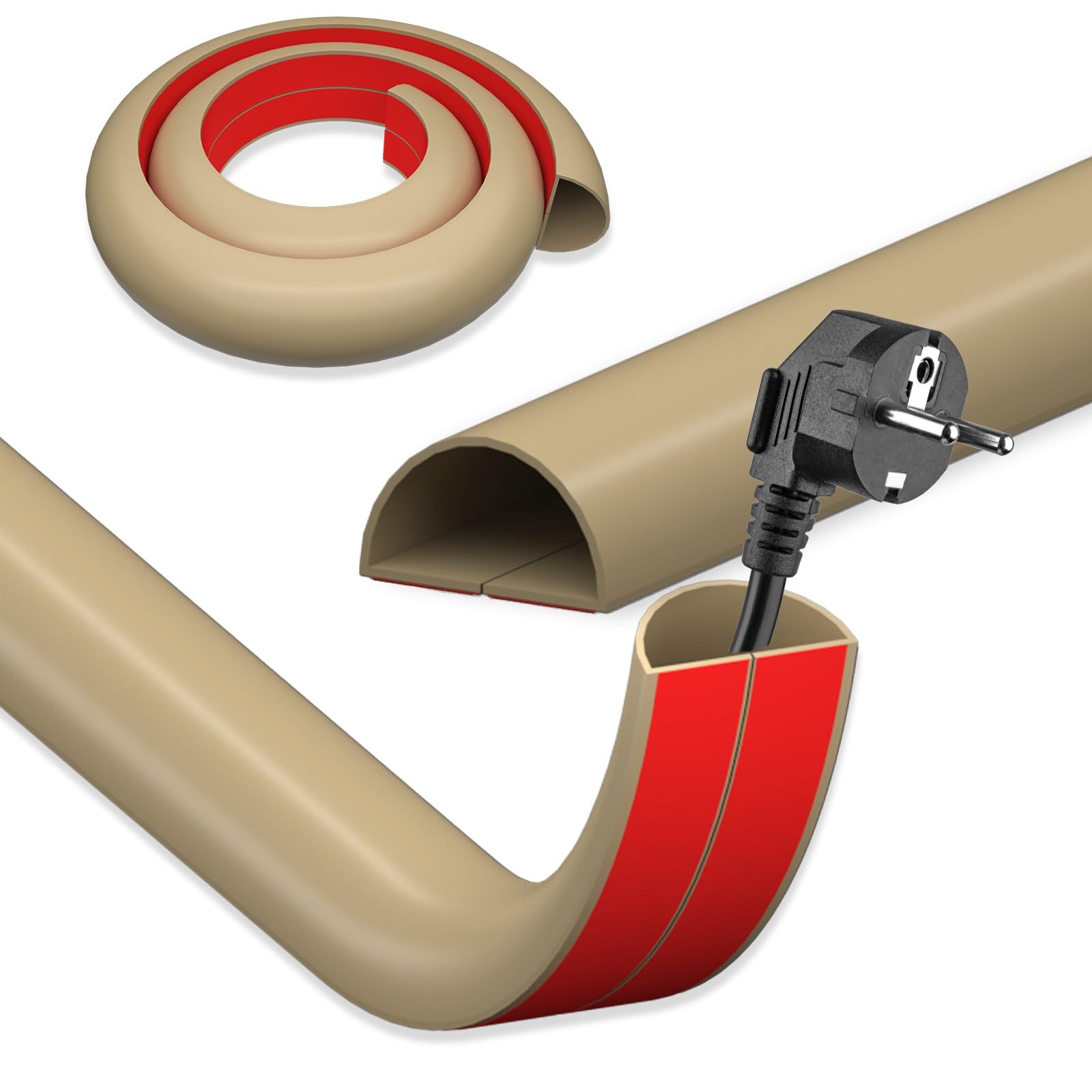 DIKARIYA Kabelkanal Braun Selbstklebend, 1.5CMx3M Flexible Klein Kabelkanal Boden Kabelbrücke Flexible Kabelabdeckung Kabelschacht Leicht zu Schneiden Montage für Netzkabel Haus, Büro, Schule