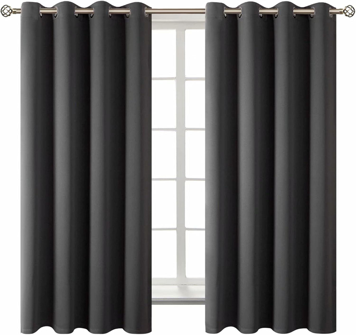 BGment Blackout Curtains Grommet (2P) 52x63 Dark Grey