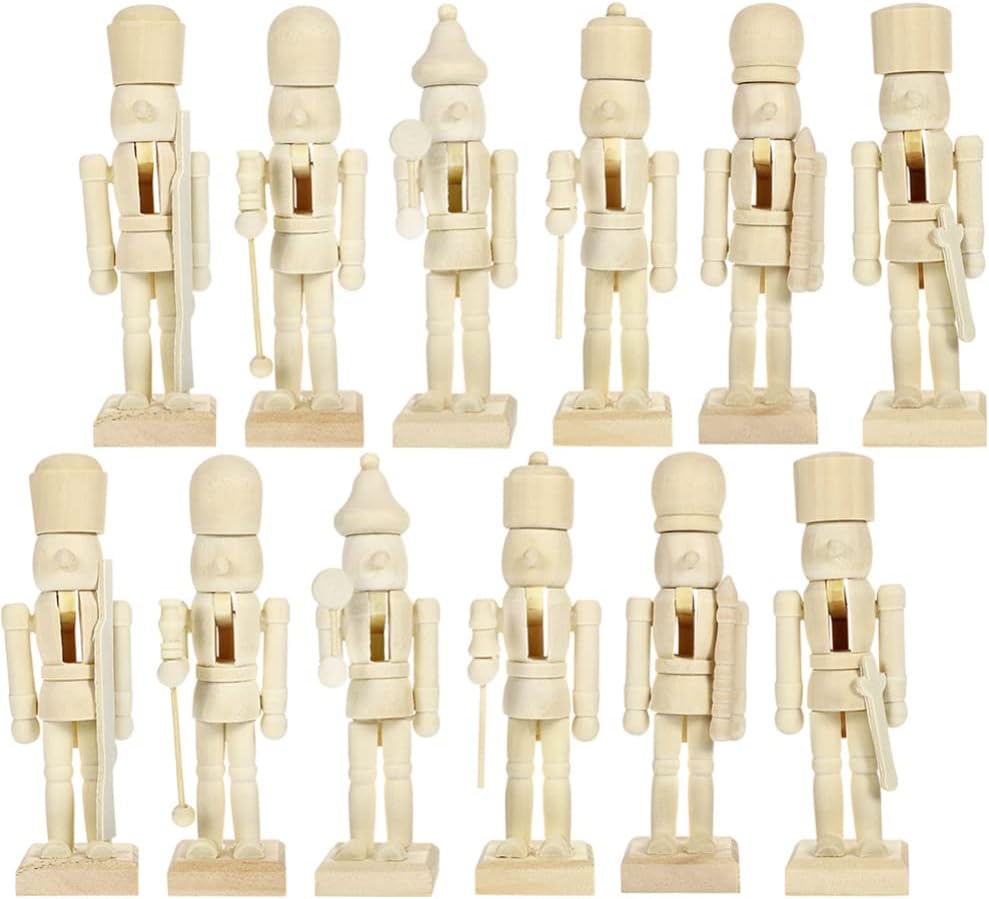 Didiseaon 12Pcs Christmas Unfinished Wood Nutcrackers DIY Blank
