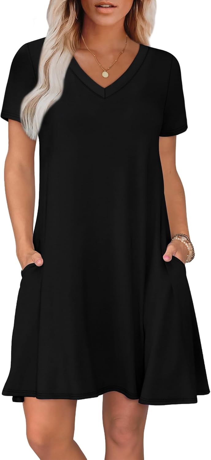 WIHOLL Dresses for Women Casual Summer Loose T Shirt Dress with Pockets Beach Vacation Outfits S-4XL - Image 2