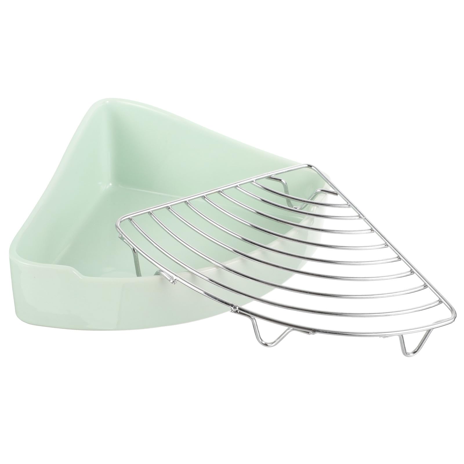 Lettiera per Piccoli Animali Triangolare in Ceramica Colore Verde Chiaro, Resistente al Ribaltamento, Protegge Le Zampe, per Conigli e Cavie in Bagno o Ufficio