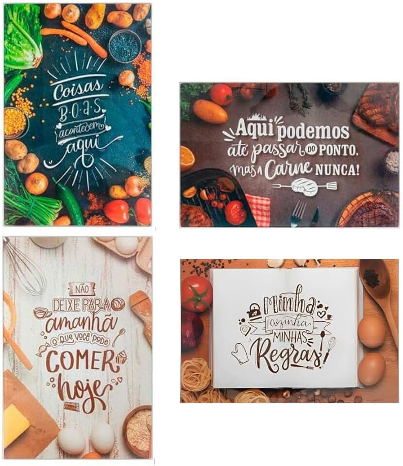 Tábua de Corte em Vidro Temperado Resistente 35x25cm com Frase Positiva (Modelo Sortido), Higiência,e de Fácil Limpeza, ideal para Churrasco, Queijo, Legumes e Carnes.