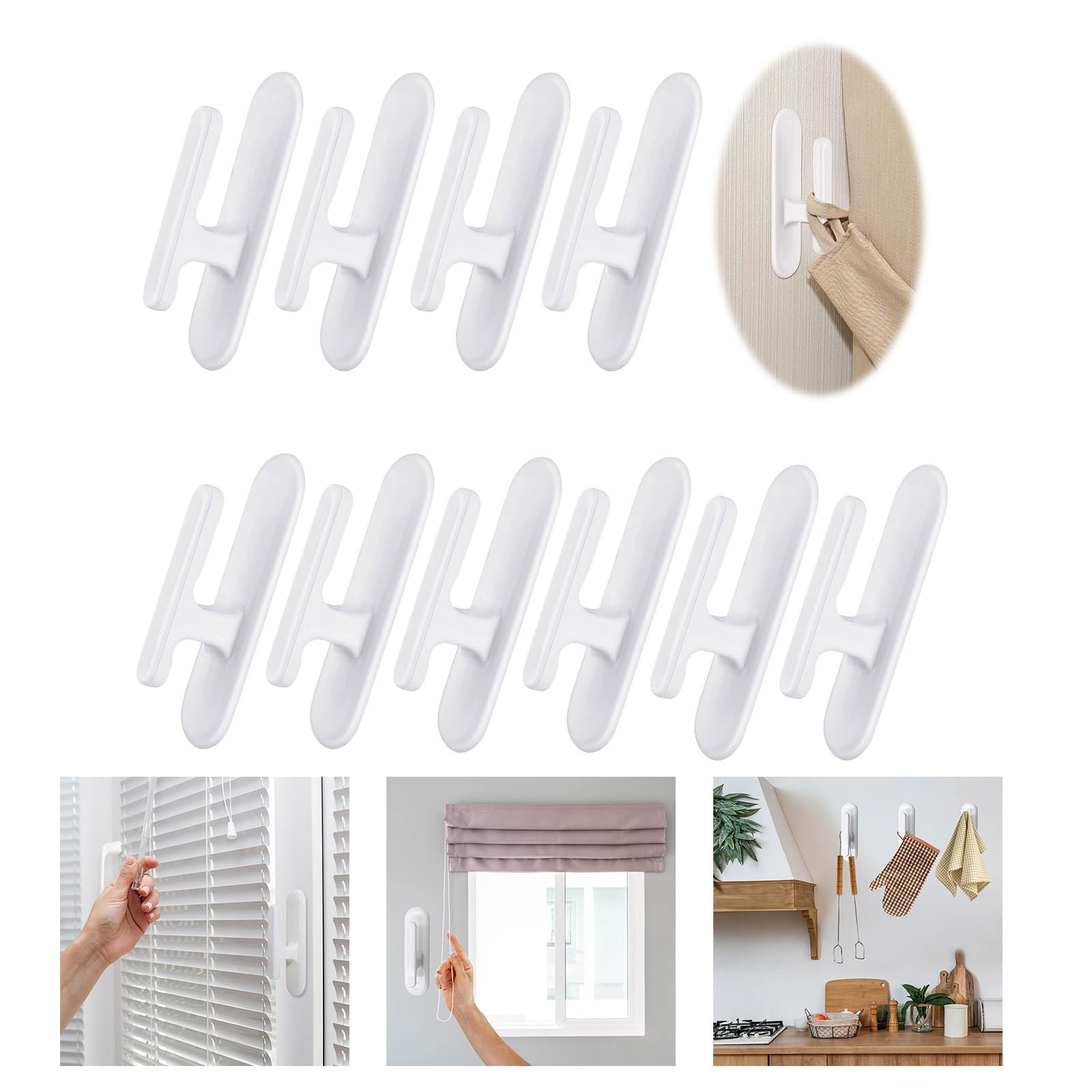 8/10/12/16pcs Self-Adhesive Curtain Cord Wrap Cleat Set Versatile Holder Kits For Window Curtains Blinds