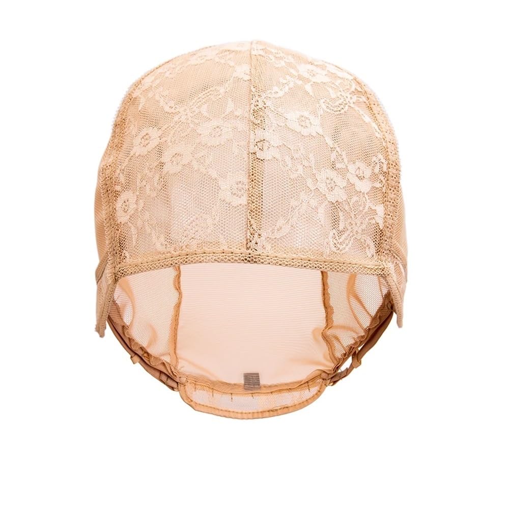 xiuling4568 1Pcs Lace Wig Cap for Making Wigs with Adjustable Straps Cap Elastic Band Hairs Extensions(Beige,Medium)