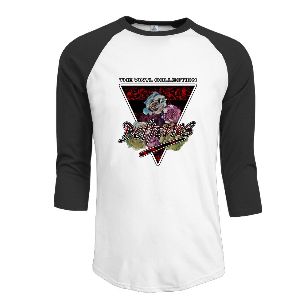 Deftones The Vinyl Collection Young Men 3/4 Sleeve Raglan Shirt Black