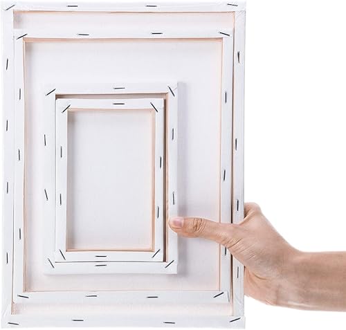 Miniatura 4 de Hestya 12 piezas de lienzos pequeños estirados surtidos para dibujo, lienzo cuadrado para manualidades de Navidad (4 x 6 pulgadas, 5 x 7 pulgadas, 8