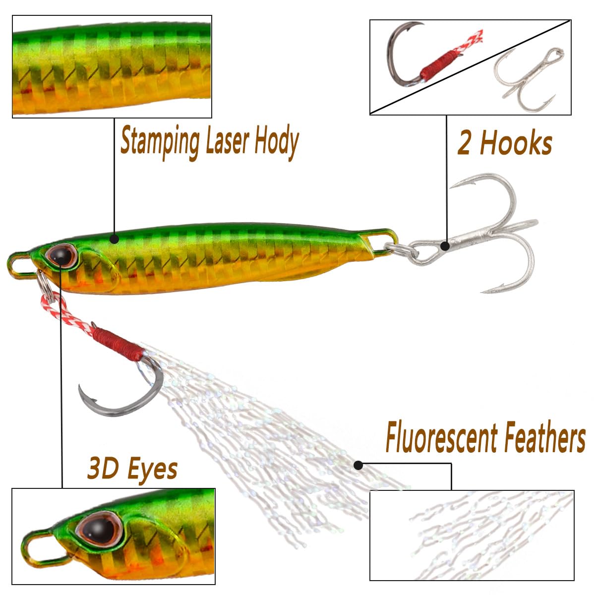 Jigs Esca da pesca con ciprinidi per bassi affondanti in metallo con micro esche da jigging