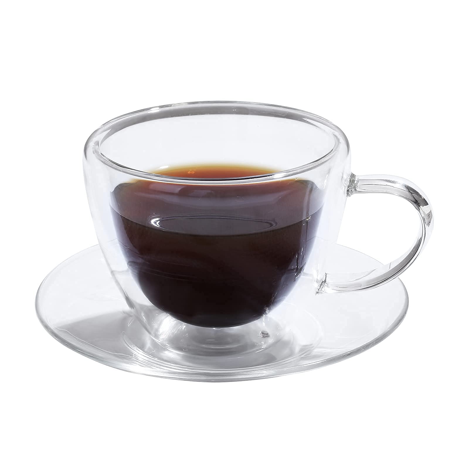 Glass Coffee Cup,7.4 oz Double Walled Insulated Glass Coffee Cup With Saucer For Espresso,Cappuccino,Tea