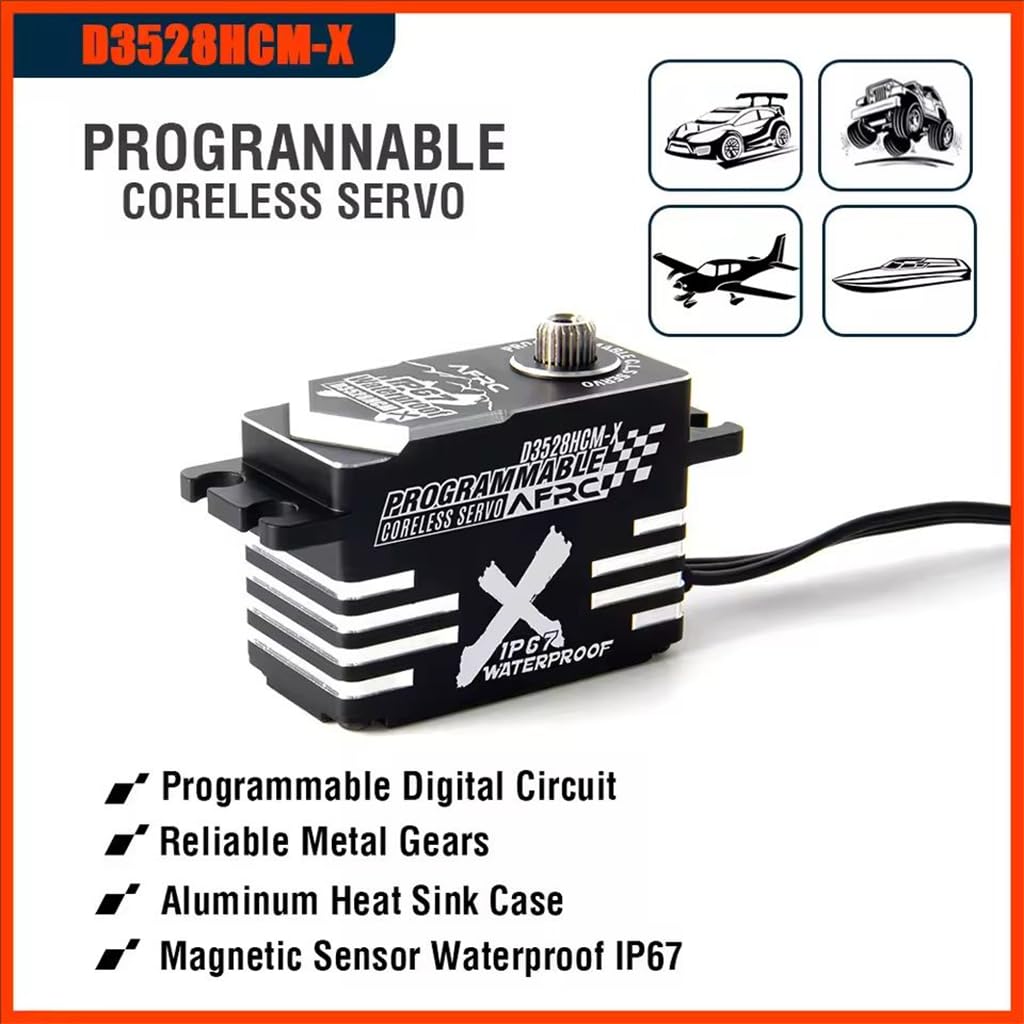 IP67 Wodoodporny programowalny bezrdzeniowy serwo 4,8-8,4 V aluminiowa obudowa radiatora do RC Drift Car Boat Helicopter Fixed Wing Robot