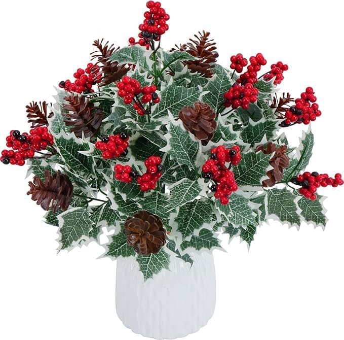 Amazon｜MHMJON 6個パック クリスマス 造花 ブーケ レッド フェイク