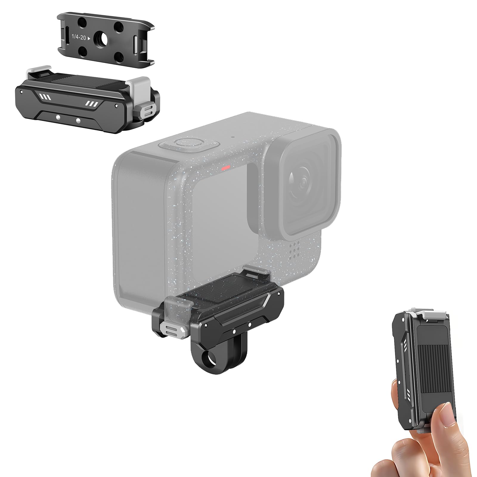 Supporto Doppio In Alluminio Per GoPro HSU - Compatibile Con Hero 12/11/10/9/8/7/6/5/4/3, Per Montare Due Action Cam