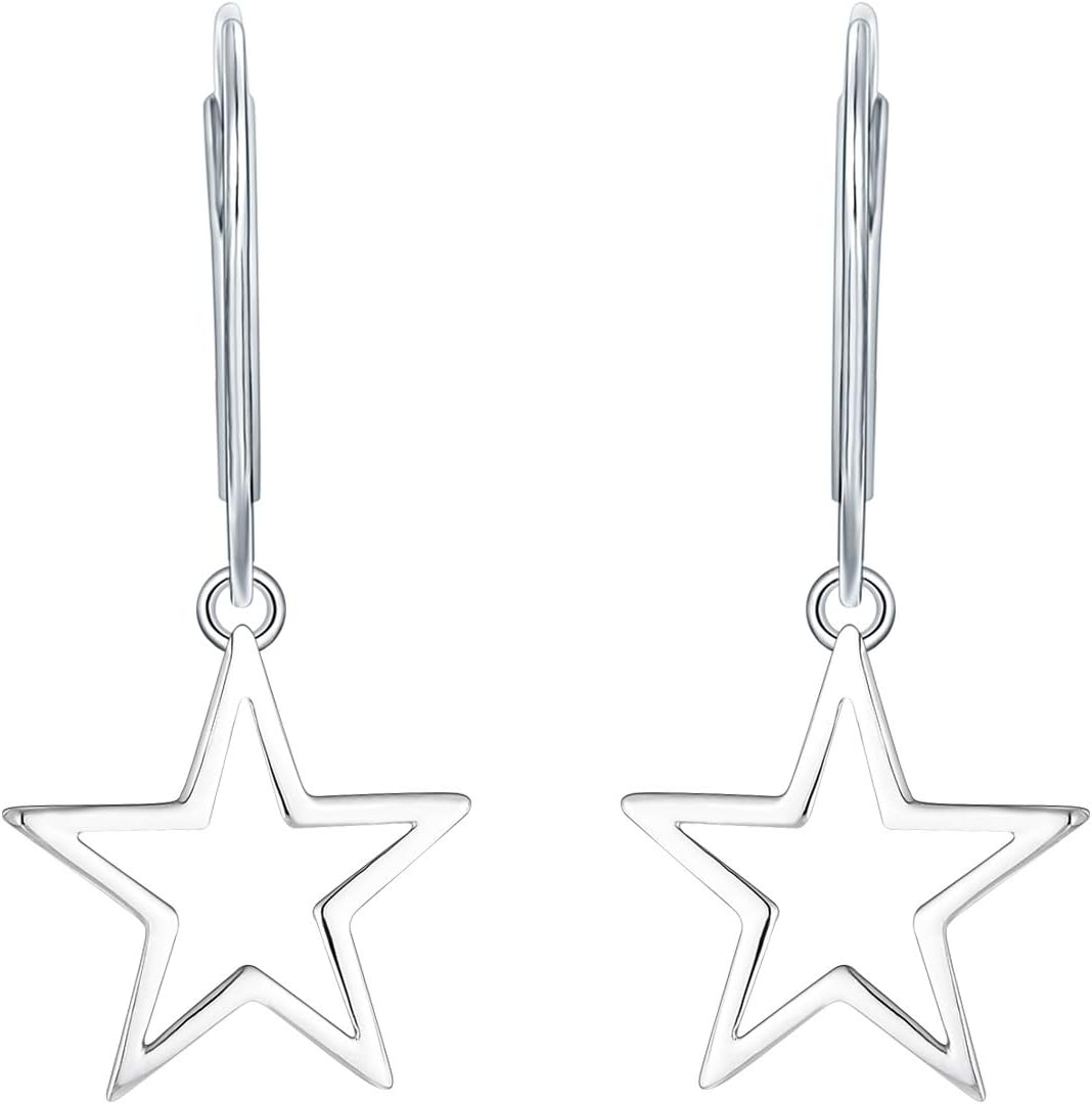 JO WISDOM Women Star Earrings,925 Sterling Silver Leverback Dangle & Drop Earrings,Jewelry for Women(Polar Star) - Image 5