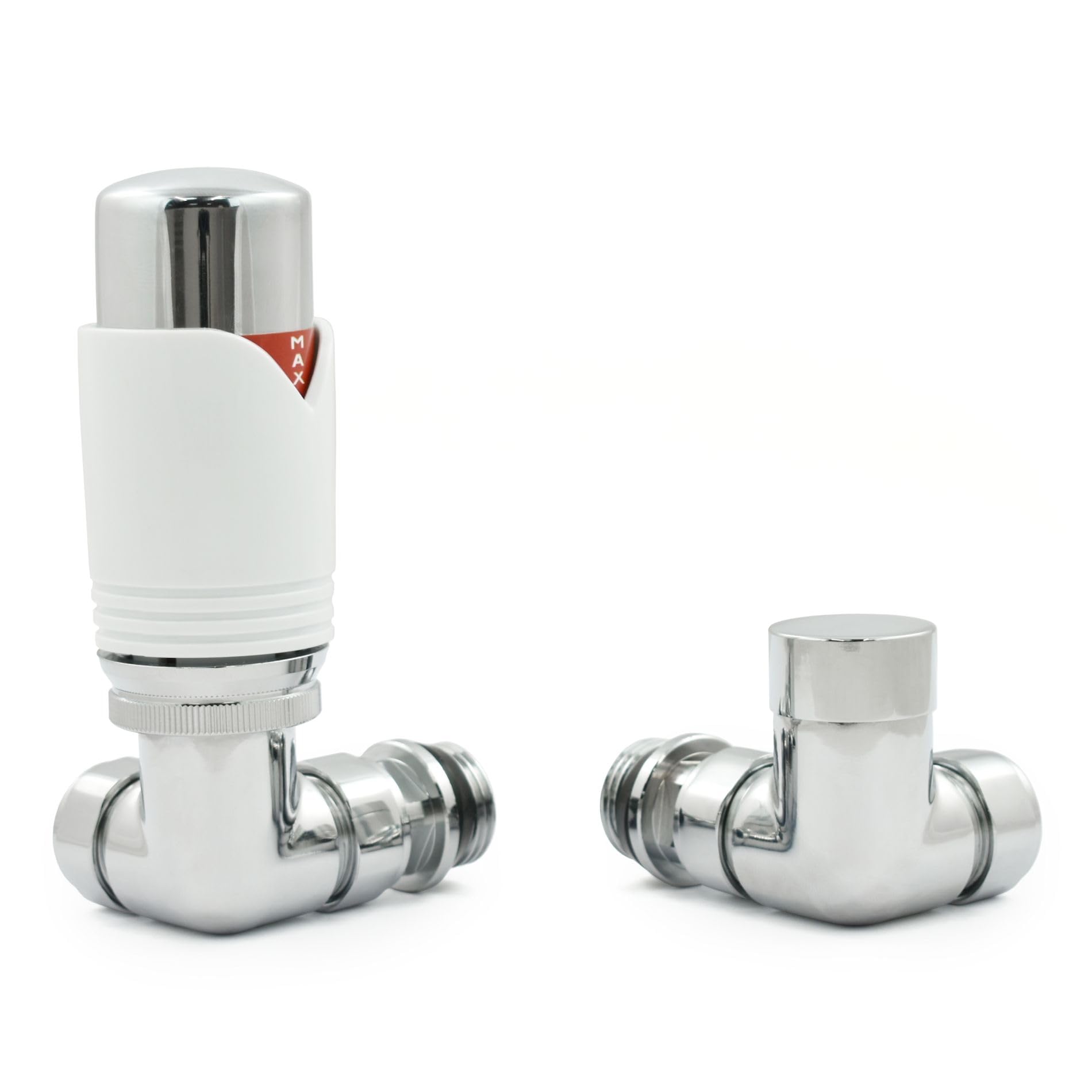 Marella 3 Moderna Termostatica Termostatica Valvola Angolo TRV con Lock-Shield (Bianco)