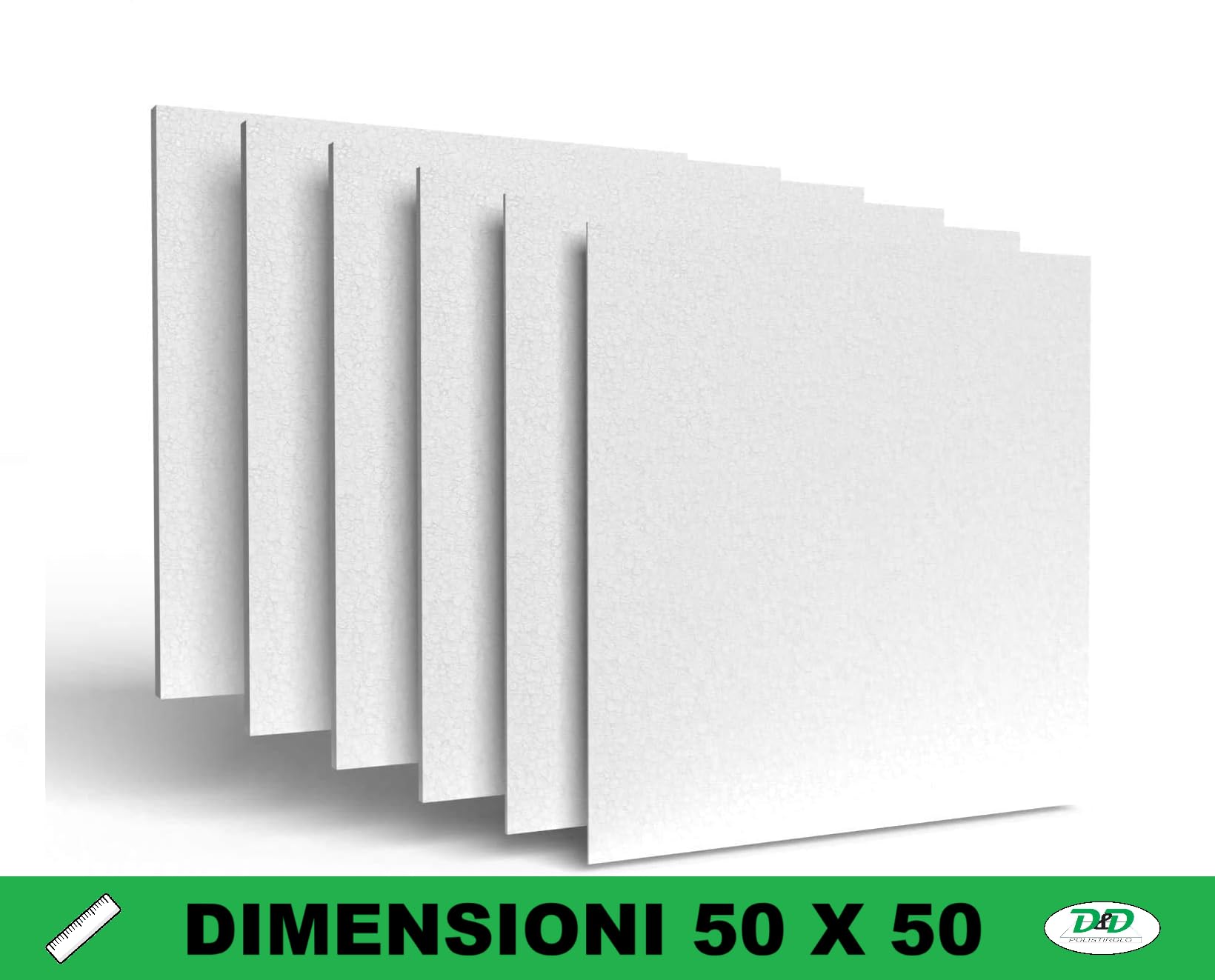D. & D. Polistirolo® - (10 plaques de 1,5 cm) - Feuilles de polystyrène multi-usages 50 x 50 cm épaisseur 1 / 1,5 / 2 / 2,5 / 3 / 3,5 / 4 / 4,5 / 5 cm moyenne densité (10 plaques de 1,5 cm)