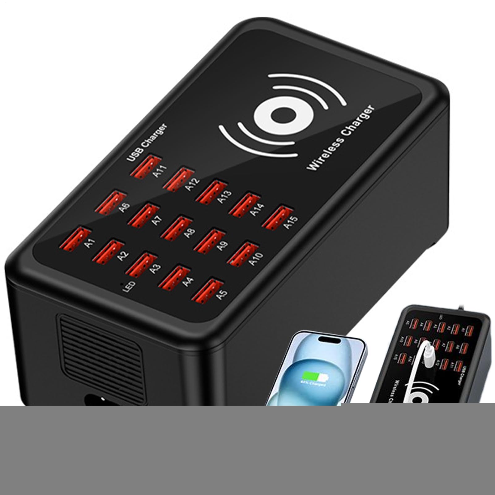Base Di Ricarica Per Dispositivi Multipli Adattatore 100W | Stazione di Ricarica Veloce per Dispositivi Multipli per Ufficio Scrivania Dormitorio Elettronica Computer Portatili Tablet