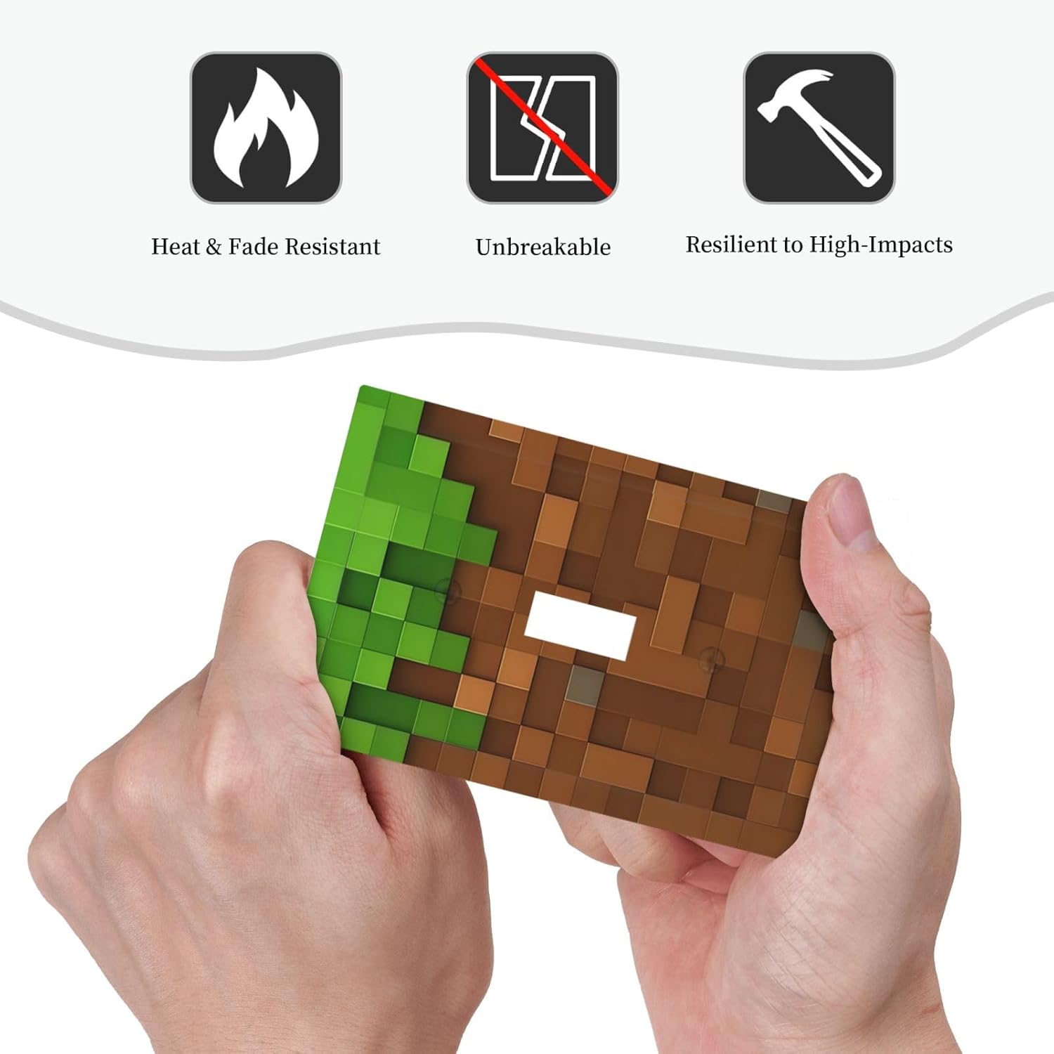 Pixel Style Gamer Themed Grass Block Decorative Light Switch Cover 1 Gang Single Toggle Device Electrical Faceplate Switchplates Decorator Outlet Wall Plate for Kids Room Office Home Decor