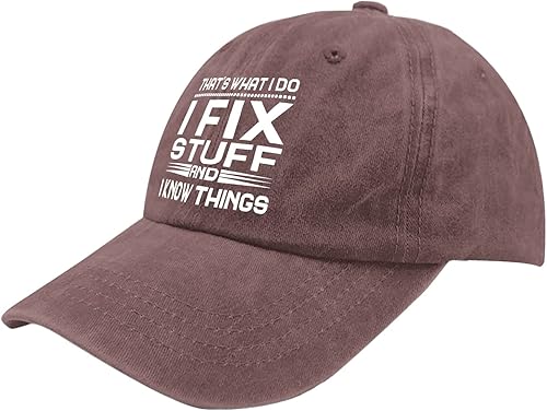 Miniatura 5 de That's Whats I Do I Fix Stuff and I Know Things - Sombreros desgastados para hombre, de mezclilla lavada, ajustables, con correa trasera