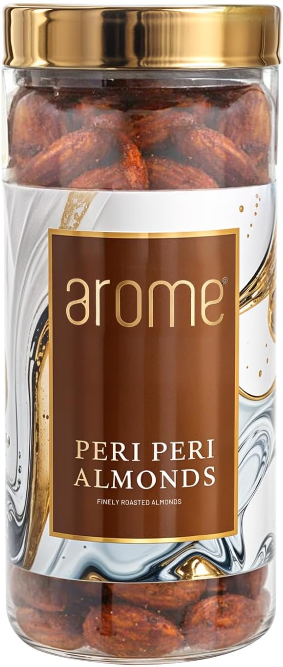 arome Premium Peri Peri Almonds 450 grams with Unique Peri Peri Masala Flavor Nuts & Dry fruits for Healthy Snacks