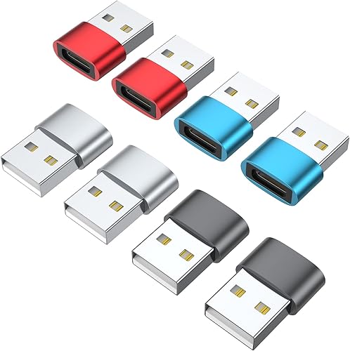 Adaptador USB C hembra a USB macho (paquete de 8), adaptador de cable de carga tipo C a USB A para iPhone 11 12 13 14 15 Pro Max, Samsung Galaxy