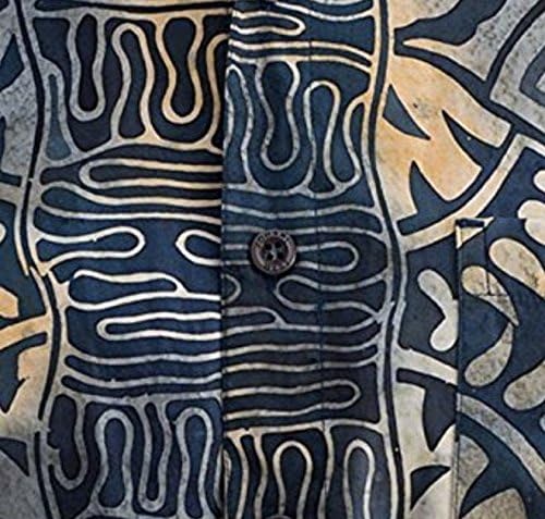 Johari West Hawaiian Short Sleeve Cotton Button-Down Batik Shirt for Men (Geometric Forest) - Image 3