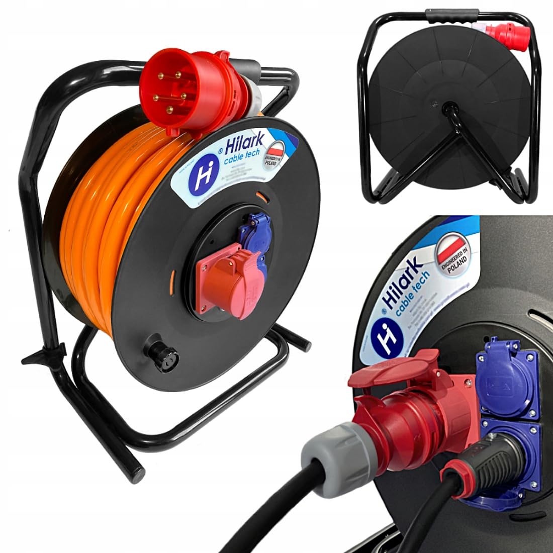 Hilark Cable Tech Przejściówka siłowa 32A, adapter siłowy 5P na 16A 5P IP44 10M