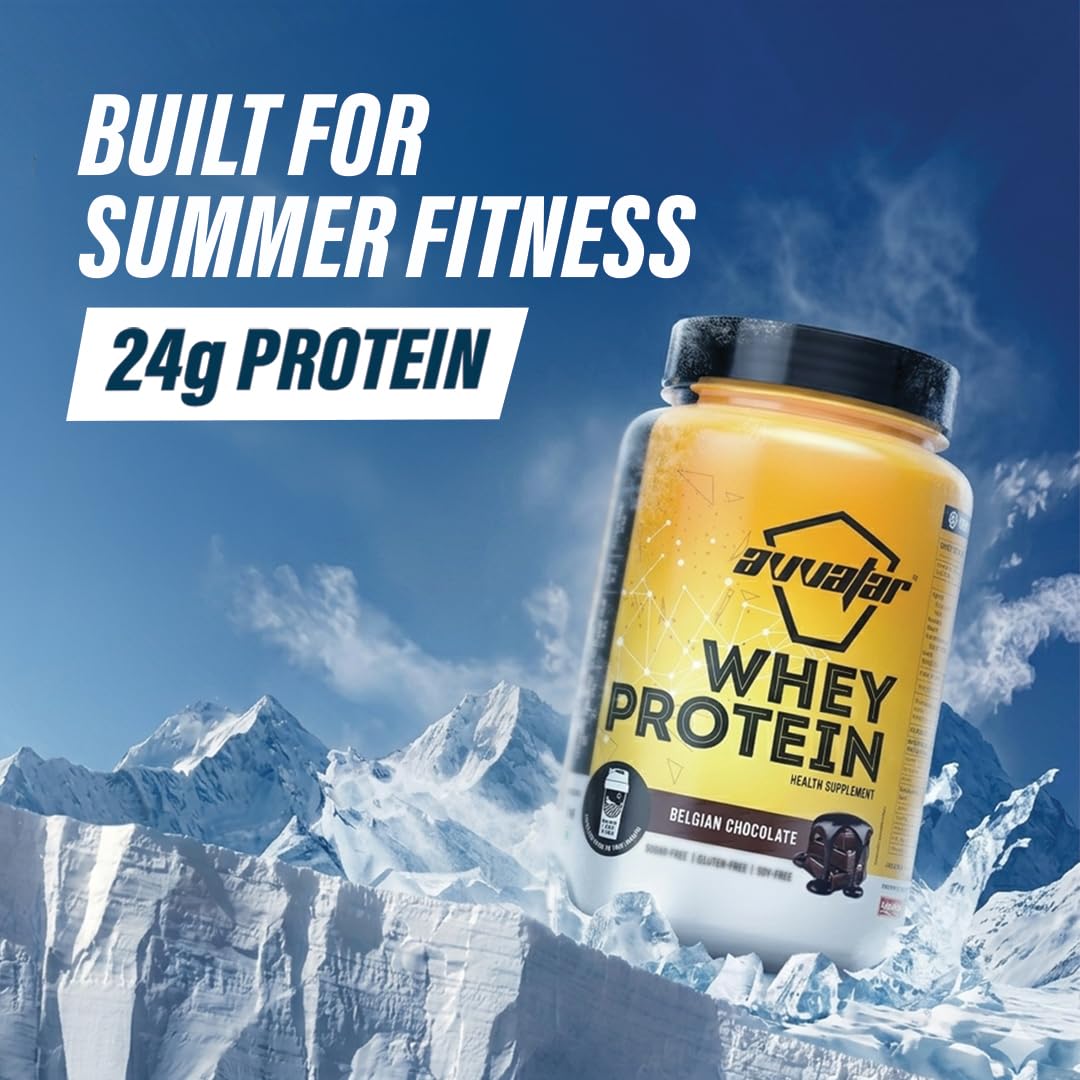 avvatar WHEY PROTEIN | 1Kg | Belgian Chocolate Flavour | 24g Protein | 29 Servings | Isolate & Concentrate Blend 1