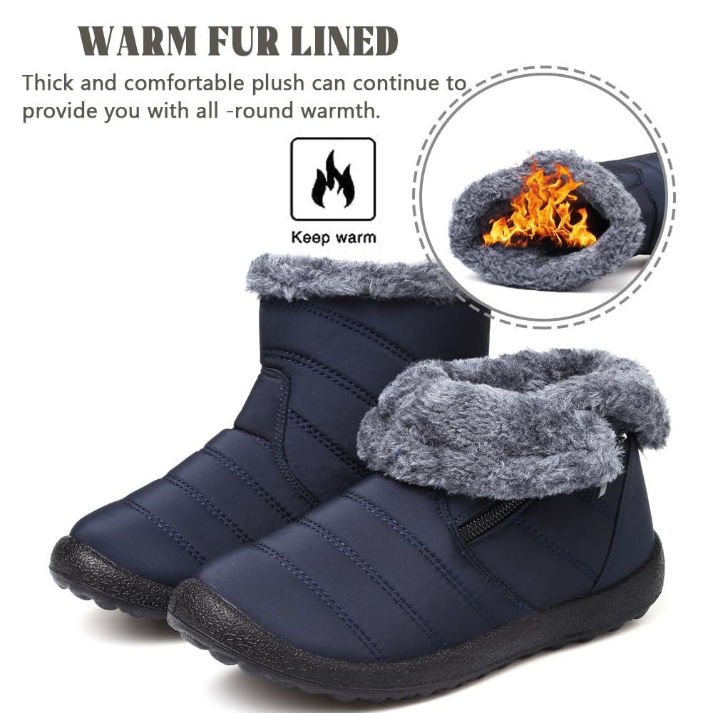 Botas de Nieve Botas para Niñas Invierno Calentar Forrada Botas para Niños Impermeables Exterior Antideslizante Planas Casual Caminar Botas