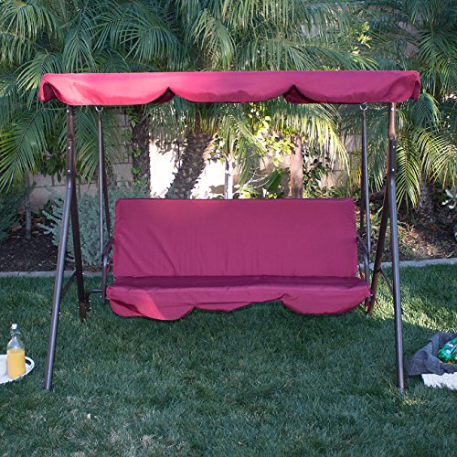 image for BELLEZE Porch Swing Soft Cushioned Sunlight Protection 3 Seat Polyeste