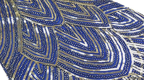Letter Love Women 1920s Vintage Flapper Fringe Beaded Gatsby Party Dress With 20s Accessories Set (M, Blue Gold) - Thumbnail 4