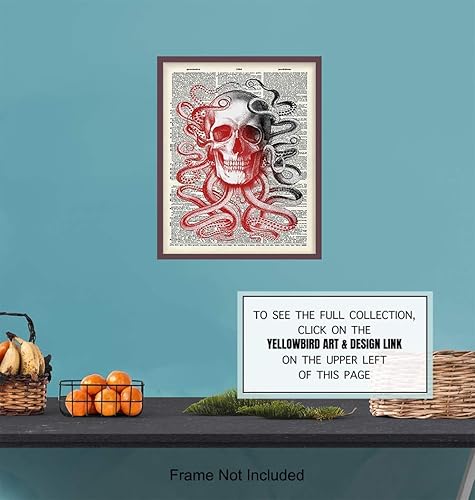 Miniatura 6 de Skull Octopus Dictionary Art  8x10 Wall Art Poster - Unique and Affordable Gift, Steampunk Chic Home Decor - Unframed Vintage Photo Print - Goth