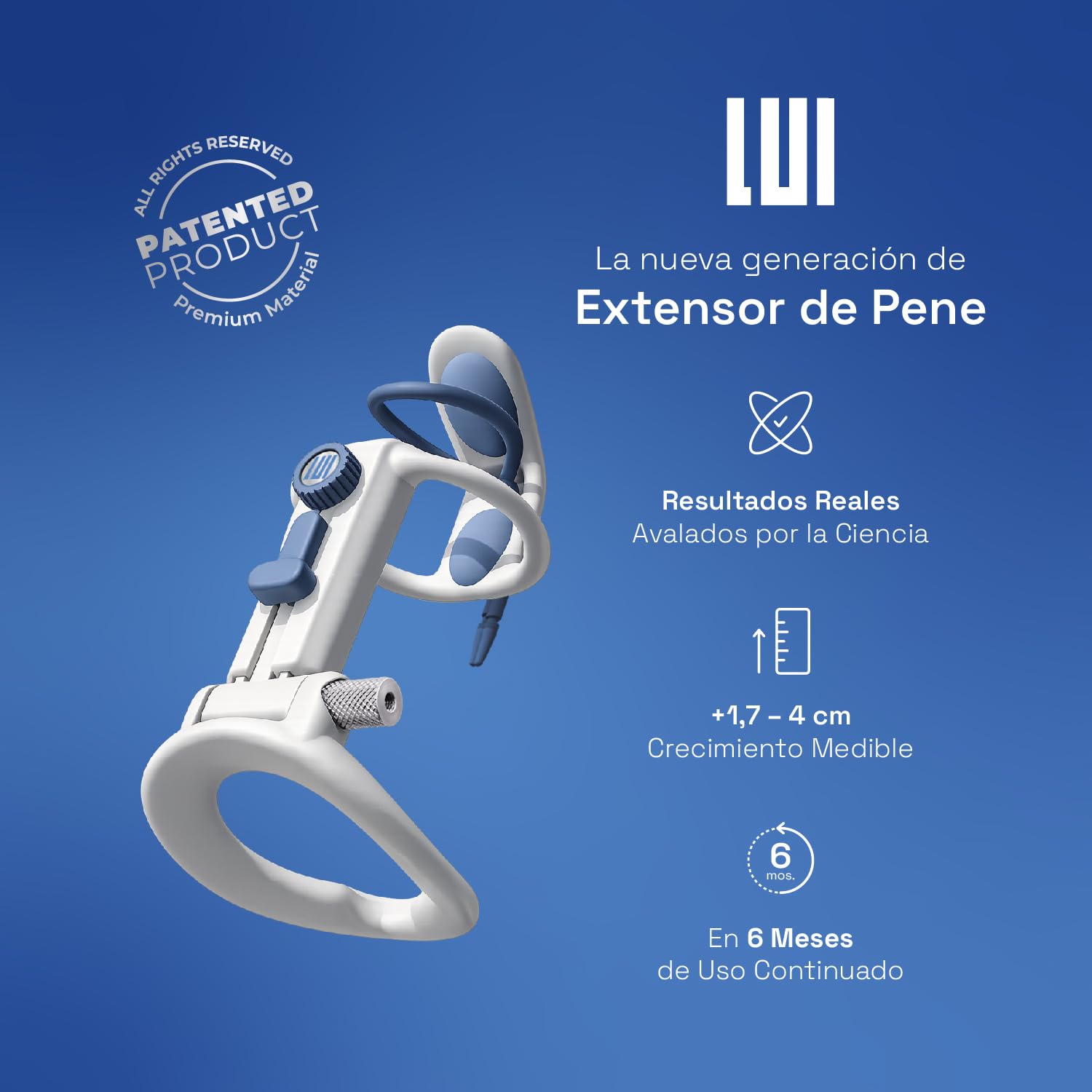 LUI MAXTENDER L Extensor de Pene Premium – Sistema alargador Adaptive Gear Tech, Material Médico para el crecimiento, Diseño Ergonómico, Confort Prolongado - Mejora Progresiva y Natural