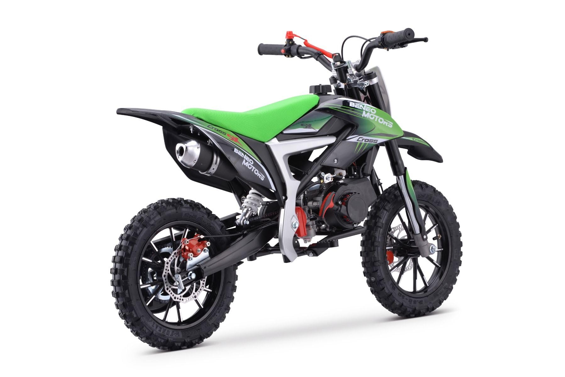 Motocross für junge Fahrer Beneo Motors CROSS SX Grün - 50cc Dirtbike Dirt Bike CrossBike DirtBike pocket 50cc Pitbike PocketBike Motocross Motorrad Motorbike