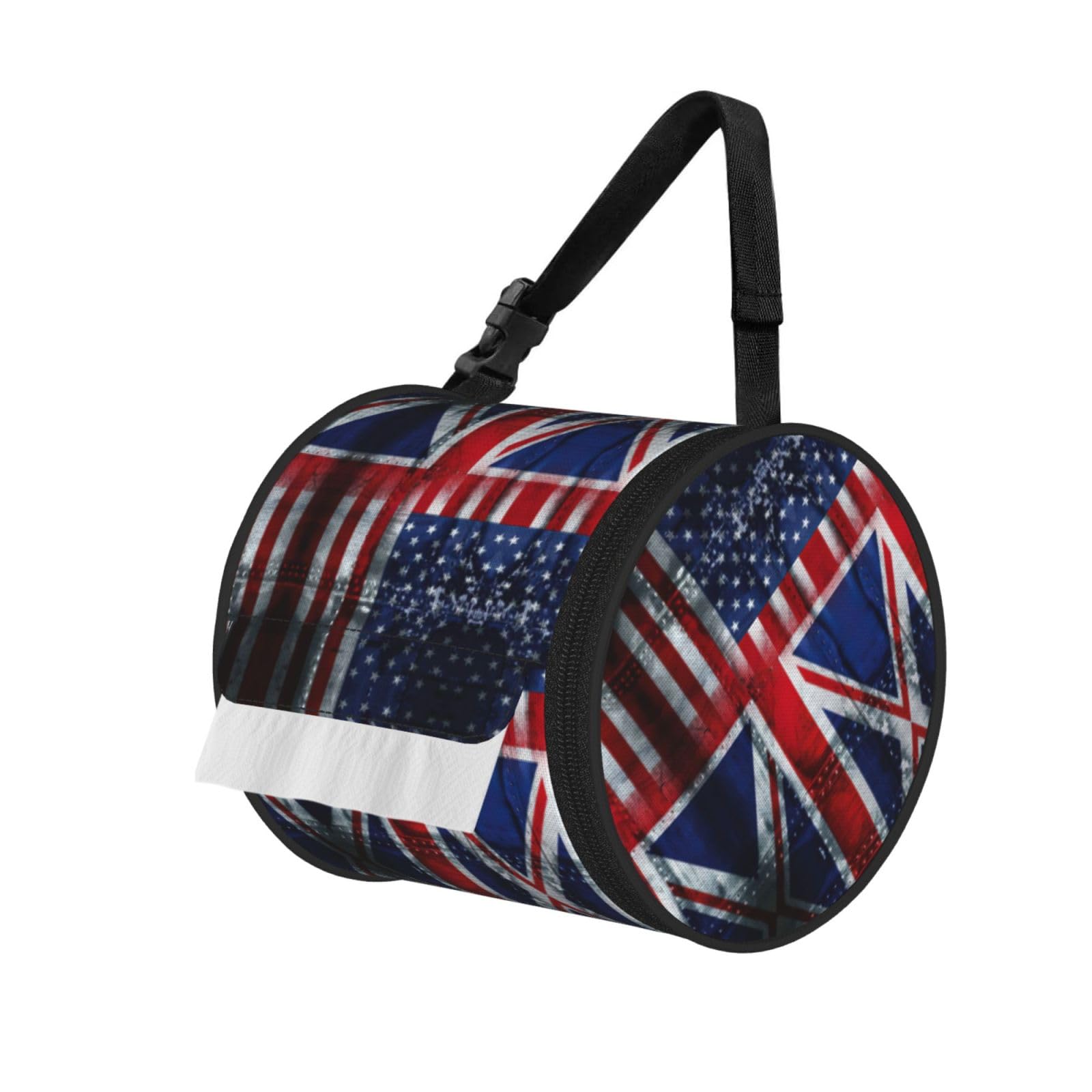 Alliance Togetherness Theme Print Round Tissue Dispenser Bag With Carry Strap, Portable Roll Holder For Car Travel Home